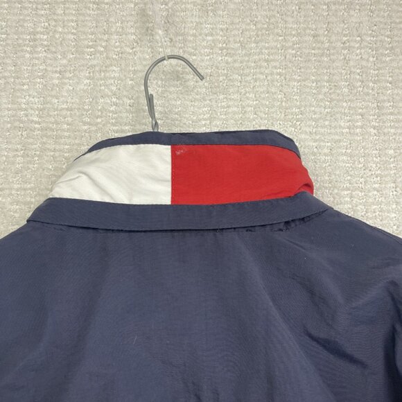 Tommy Hilfiger Jacket Men L Blue Yacht Sailing Full Zip Collared Hidden Hood - Picture 16 of 16